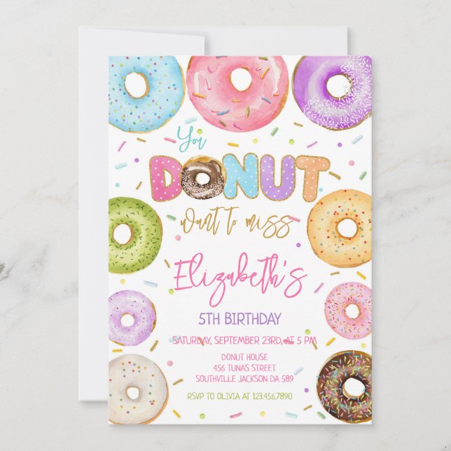 Donut Birthday Party Invitation (Devant)