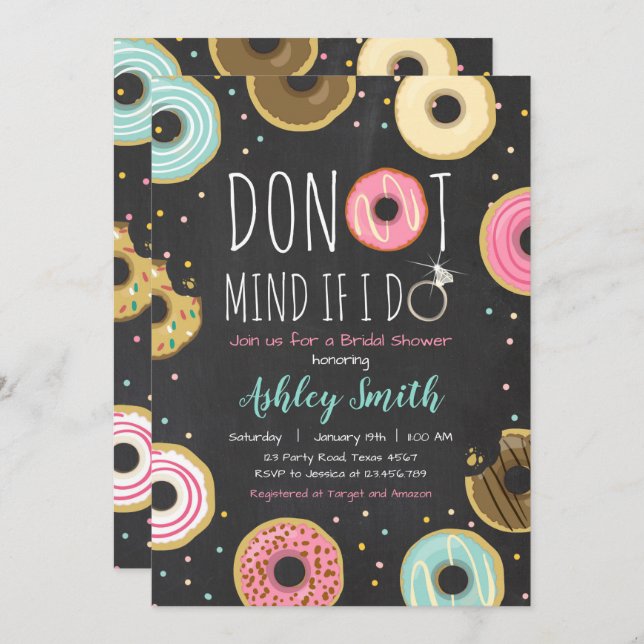 Donut Bridal Shower Invitation Attention Si Je Le  (Devant / Derrière)