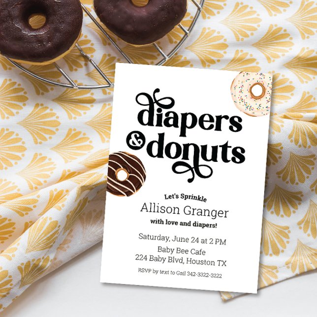 Donut et Diapers Baby Sprinkle Invitation (Créateur téléchargé)