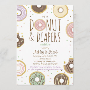 Donut et Diapeurs Saupoudrer invitation Fille Douc