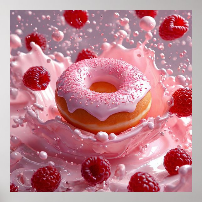 🍩 Donut et framboise - Art culinaire pour la déco (Devant)