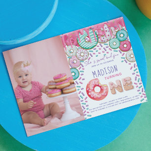 Donut First Birthday Invitation Sprinkings Photo
