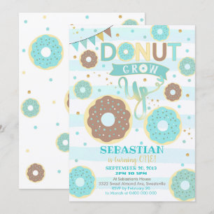 Donut Grow Up 1st Birthday Invitation Garçon Donut