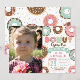 Donut Grow Up Anniversaire Invitation avec photo