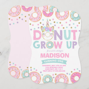 Donut Grow Up Anniversaire Invitation Donut & Unic