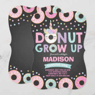 Donut Grow Up Anniversaire Invitation Donut & Unic