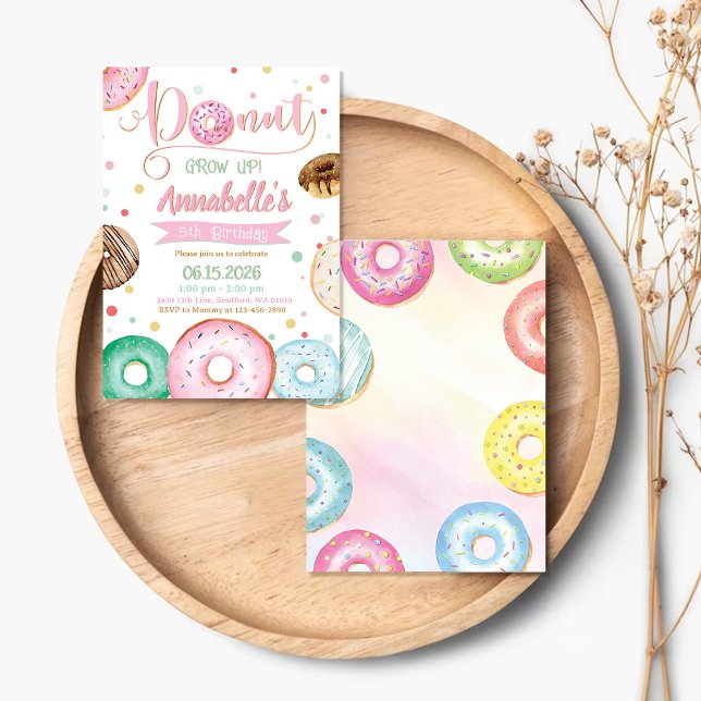 Donut Grow Up Birthday Party Invitation (Créateur téléchargé)