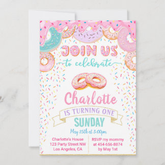 Donut Grow Up Doughnut Invitation Anniversaire