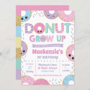 Donut Grow Up Kawaii Invitations Anniversaire Fill