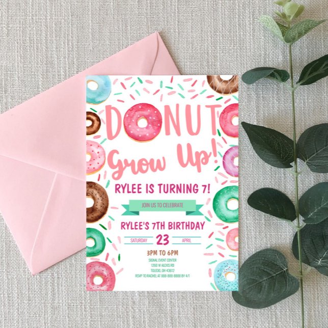 Donut Grow Up Theme Anniversaire Invitation (Créateur téléchargé)