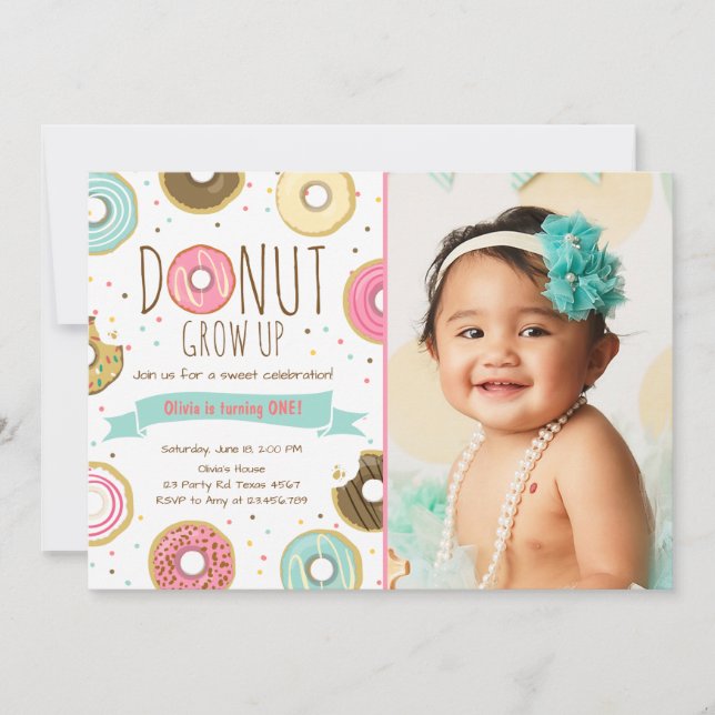 Donut Invitation Anniversaire Donut bey party (Devant)