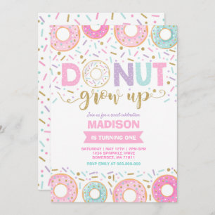 Donut Invitation Anniversaire Donut Grow Up Party