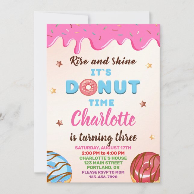 Donut invitation anniversaire Purple sprinkings Pa (Devant)