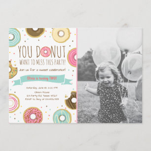 Donut Invitation de fête d'anniversaire Donut ne v