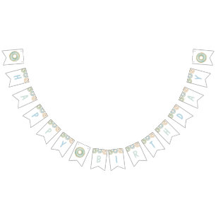 Donut Joyeux Anniversaire Bannière Bunting Bleu