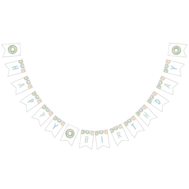 Donut Joyeux Anniversaire Bannière Bunting Bleu (Tout)