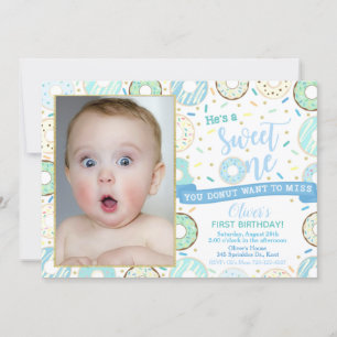 Donut Photo Anniversaire Invitation Garçon Sweet O