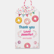 Donut rose Anniversaire Merci des étiquettes cadea