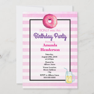 Donut Rose Et Lemonade Fancy Invitation Anniversai