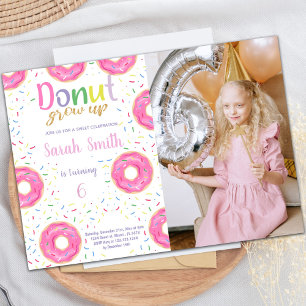 Donut rose Invitations d'anniversaire avec photo