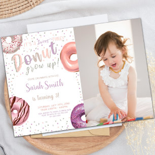 Donut Silver Donut Invitations d'anniversaire avec