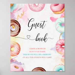 Donut Time Watercolor baby shower livre d'or