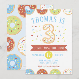 Donut troisième invitation anniversaire