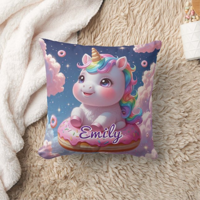 Donut Unicorn Coussin - Nom modifiable (Couverture)