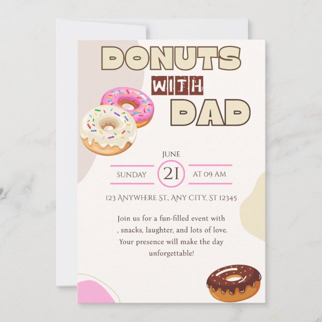 Donuts avec Papa Invitation Fête des Pères Célébra (Devant)