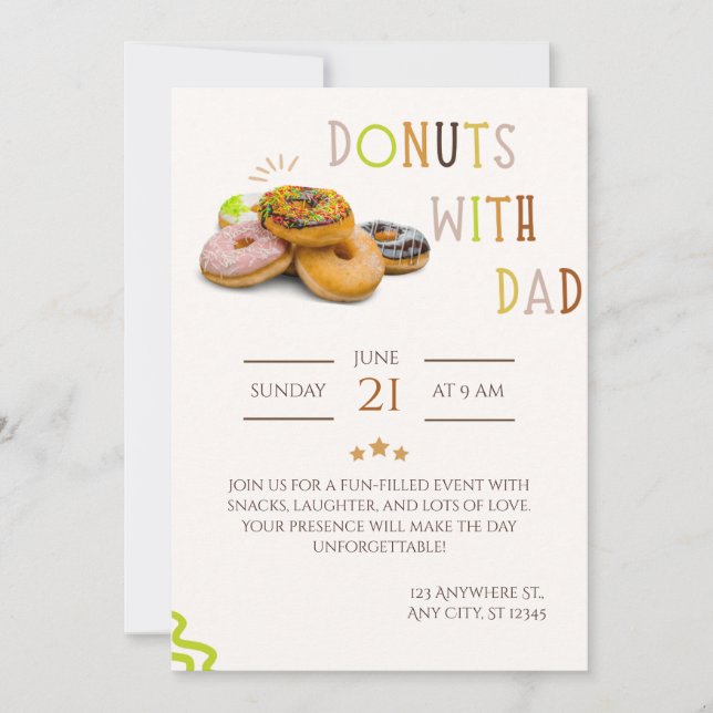 Donuts avec papa invitation Journée douce pour la  (Devant)