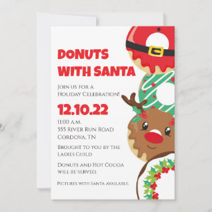 Donuts avec Père Noël Christmas Invitation