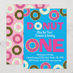 Donuts colorés 1er anniversaire Invitations