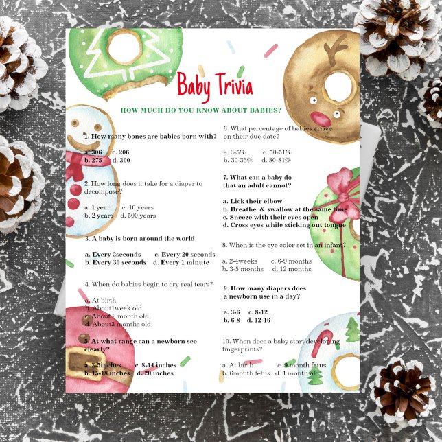 Donuts de Noël - Trivia de bébé | Jeu Baby shower (Créateur téléchargé)