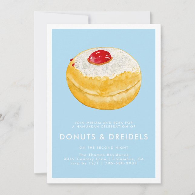 Donuts & Dreidels | Invitation pour une fête de Ha (Devant)
