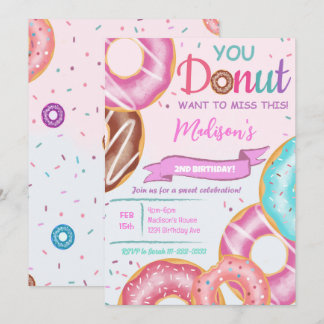 Donuts roses Invitation Anniversaire