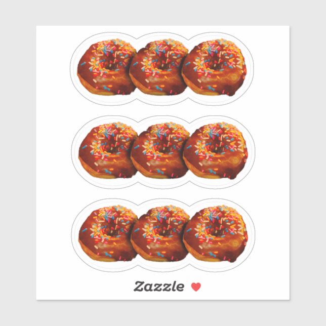 Donuts With Sprinkles Custom-Cut Vinyl Sticker (Feuille)