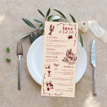 Doodart rétro lunaire | Menu Mariage<br><div class="desc">Belles cartes de menu pour compléter vos réglages de table à votre mariage ou à la prochaine soirée de dîner. Il ne devient pas beaucoup plus romantique que ce combo couleur. Comme un baiser mariage tendre, les étonnantes nuances de rose et de rouge bonbon sont absolument romantiques et sucrés !...</div>