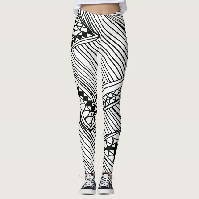Doodle 1A Black White Leggings (Devant)