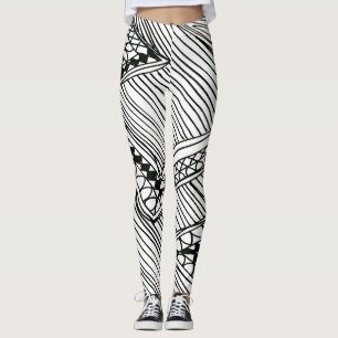 Doodle 1A Leggings Noir Blanc