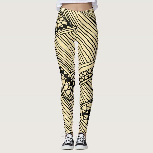 Doodle 1A Leggings Noir Ivoire (Devant)