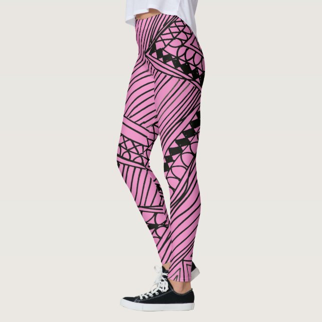Doodle 1A Leggings Noir Rose Fluorescent (Gauche)