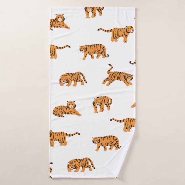 Doodle animal tigre japonais sans soudure main vin (Serviette de bain)