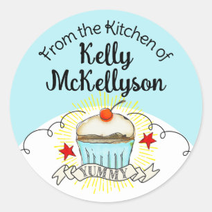 doodle aquarelle cupcake cuisson étiquette cadeau