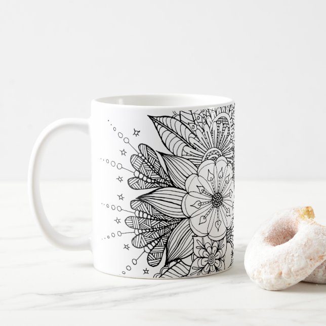 Doodle Art Design #1 sur la tasse de café (Avec donut)