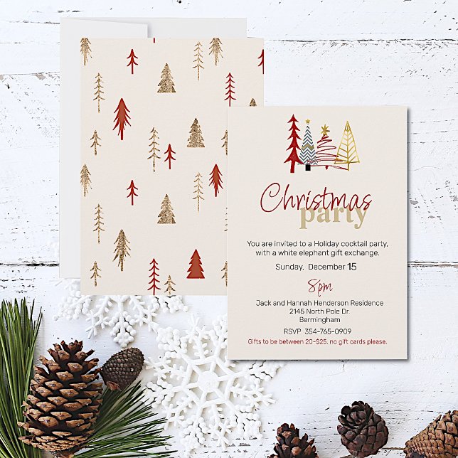 Doodle Art Trees Fête de Noël Invitation (Créateur téléchargé)