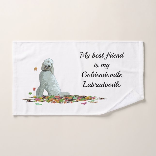 Doodle Chien En Feuille Serviette À Main (Serviette à main)