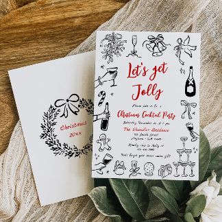 Doodle Christmas Cocktail Invitation de fête Quirk