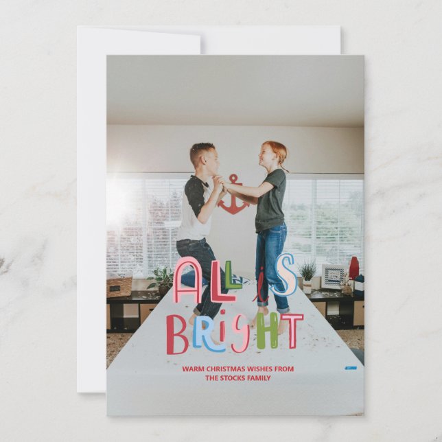 Doodle coloré Tout est une carte de Noël brillante (Devant)