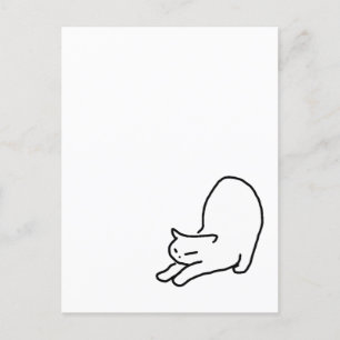 Doodle de chat sur carte postale bleue