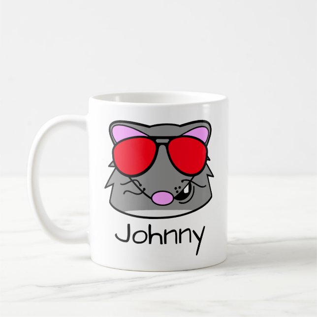 Doodle de rat visage Café Mug personnalisé (Gauche)